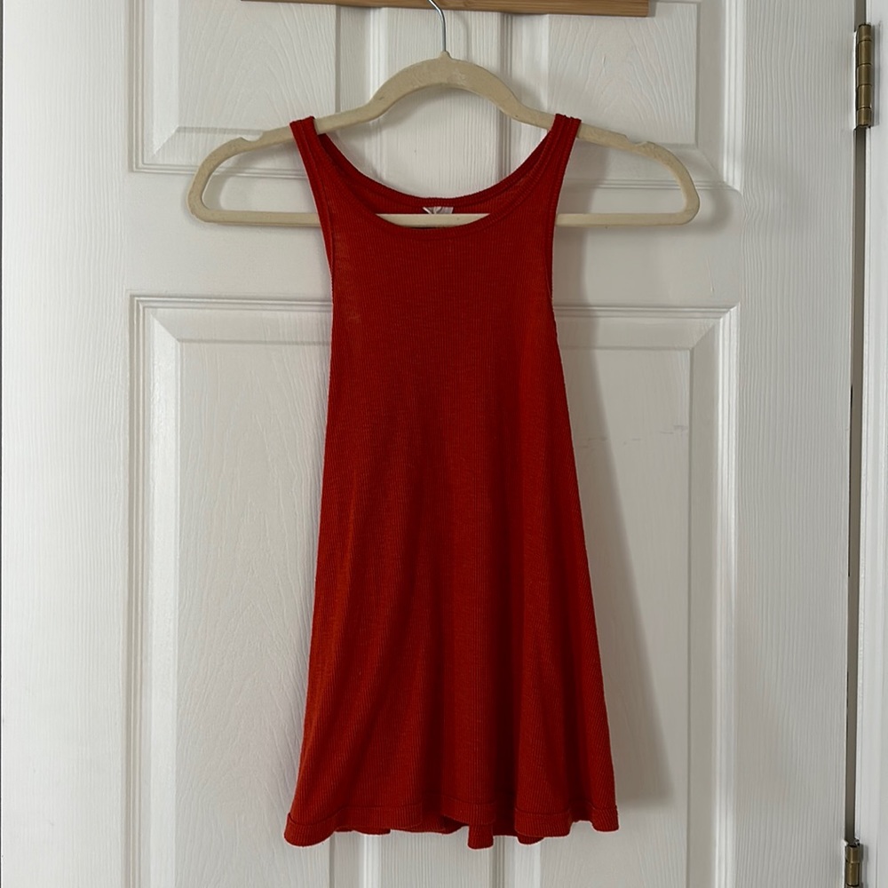 Free People Orange Ribbed Racer Back Tank